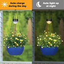 2 Packs Hanging Planters Basket for Outdoor Plants, Solar Powered Self Watering Blue Round Plastic Flower Pots with Drainer for Balcony Patio Garden Outdoor Decoration by CozyNest Decor