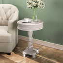 COSIEST Rustic Accent Side Table, Farmhouse Wood Pedestal Table Round End Table for Living Room, Bedroom, Distressed Whitewash Finish, Grey Color by CozyNest Decor