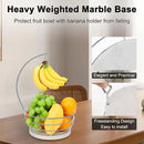 Livabber Countertop Fruit Basket Bowl with Banana Hanger, Modern Standing Fruit Vegetable Bowl Storage, with Banana Tree Holder for Kitchen Dinning Table (Round Marble, Chrome) by CozyNest Decor