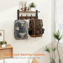 Homode Coat Rack Wall Mount with Shelf, Wood Wall Hooks with Shelf, Heavy Duty Entryway Shelf with Hooks with 4 Metal Hangers for Hanging Key Towel Hat Purse, Bathroom Bedroom, Rustic Brown Black by CozyNest Decor