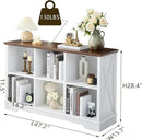 Farmhouse 6 Cube Bookshelf, White Storage Organizer Bookcase, Kids Toy Storage Cabinet, Long Bookshelves Storage Organizer Shelf, Wood Display Cabinet Book Shelves for Bedroom,Living Room,Office by CozyNest Decor