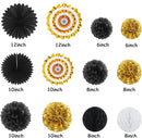 Black Gold Party-Decoration Graduation Banner - 14pcs Kits Cap Garland Streamers, Paper Tissue Pom Poms Flowers Fans Honeycomb,Class Of 2025 College High School Grad Decor Hugfond by CozyNest Decor