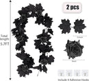 RECUTMS Black Artificial Flower Garland Fake Rose Vine Hanging Rose Vines Fall Maple Garland with Floral,Black Hanging Flowers for Gothic Wedding Decor Autumn Party Halloween Decor by CozyNest Decor