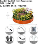 Galvanized Metal Planter Round Raised Garden Bed Kit for Gardening Outdoor，3x3x1ft Grow Garden Box Raised Flower Bed，Round Galvanized Planter Outdoor Large Metal Fire Pit Ring by GreenHaven Gardens
