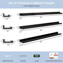 Picture Ledge Wall Shelves 48 inches Width Set of 3, Solid Pine Wood Rustic Floating Ledge Shelves for Wall for Kids' Room Bedroom Kitchen Bathroom Long Floating Shelves for Wall Decor, Black by TinyTreasures Baby Boutique