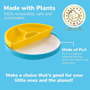 Omie® Easy Scoop Plates for Kids | Unique Design Helps Food Fall into the Spoon, Not on the Table | Made from Plants | 3 Plates + 2 Silicone Dividers | Blue by TinyTreasures Baby Boutique