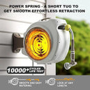 Retractable Garden Hose Reel, 1/2 in 100+6 ft, Heavy Duty Wall Mounted Water Hose Reel, Spring Power Automatic Rewind, Any Length Lock, 180° Swivel Bracket, 10 Pattern Spray Nozzle by GreenHaven Gardens