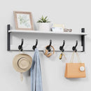 Tatub 29" Coat Rack Wall Mount with Shelf, Entryway Wall Hooks with Shelf, Coat Hangers for Bathroom, Living Room, Bedroom, Rustic White by CozyNest Decor