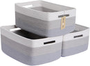 Large Storage Baskets for Shelves, Closet Organizers Bins for Clothes Blanket Towels, Baby Nursery, Toy Baskets Box, Woven Rope Baskets, 17 x 13 x 7.5”, 3 Packs Gradient Grey by TinyTreasures Baby Boutique