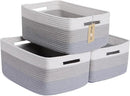 Large Storage Baskets for Shelves, Closet Organizers Bins for Clothes Blanket Towels, Baby Nursery, Toy Baskets Box, Woven Rope Baskets, 17 x 13 x 7.5”, 3 Packs Gradient Grey by CozyNest Decor
