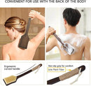 Back Scrubber Shower Brush,Dry Brushing Body Brush with 17.7 Inch Curved Long Handle, Natural Bristles for Lymphatic Drainage, Soft & Stiff Bristles Available (Medium-Soft Horsehair) by CozyNest Decor
