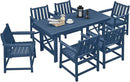 7 Pieces HDPE Outdoor Dining Set, Patio Dining Set with Umbrella Hole, All Weather Outdoor Dining Table Sets for 6, HDPE Patio Furniture Sets for Deck, Backyard, Lawn, and Poolside, Navy by CozyNest Decor