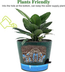 Self Watering Pots for Indoor Plants,12 inch Planters with Drainage Holes Plastic Flower Pots with Deep Reservoir, Black with Green Speckles by CozyNest Decor