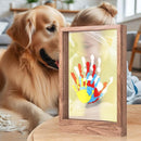 CHERRY CHEERS Family Handprint Kit with Light, Handprint Keepsake Frame, Wooden Led Light, Easy Install, No Need Screw etc, Non-Toxic Paints (Brown) by TinyTreasures Baby Boutique