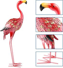 Garden Statues Flamingo Sculptures Metal Yard Art, Pink Bird Art Outdoor Backyard Decor Patio Lawn Porch Ornament Flamingo Yard Decoration (Red with Gold) by GreenHaven Gardens