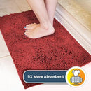 Muddy Mat® 4-Piece Red Medium 30"X19" AS-SEEN-ON-TV Highly Absorbent Microfiber Door Mat, Bath Mat and Pet Rug, Non Slip Thick Washable, Soft Chenille for Kitchen Bathroom Bedroom Indoor and Outdoor by CozyNest Decor