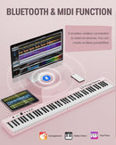 Finger Dance Folding Piano Keyboard 88 Keys, Portable Electric Keyboard with Bluetooth MIDI, Full Size Digital Piano, Wood Grain, Semi-Weighted, Touch Sensitive, with Storage Bag for Beginner by TinyTreasures Baby Boutique