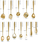 304 Stainlss Steel Matte Kitchen Utensils Set, 12 Pcs Long Metal Cooking Utensil Gadgets Tools Set with Spatula, Ladle, Spoon, Ladle, Skimmer, Tunner, Pasta Server, Tongs(Gold, Dishwasher Safe) by CozyNest Decor