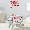 Melissa & Doug Wooden Snacks and Sweets Food Cart - 40+ Play Food pcs, Reversible Awning by TinyTreasures Baby Boutique