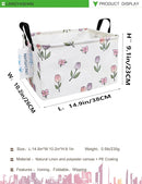 LANGYASHAN Rectangular Storage Bin Collapse Canvas Fabric Cartoon Storage Basket with Handles for Organizing Home Kitchen Boys and Girls Toys Office Closet Shelf Baskets (Rec Romantic Tulip) by TinyTreasures Baby Boutique