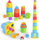 MOONTOY Stacking Cups Baby Toy Set, 19pcs Baby Stacking Toys for Toddlers 1-3, Shape Sorter Stackable Blocks Games Nesting Sorting Toys 6-12 Months 1 Year Old Easter Basket Stuffers Birthday Gift by TinyTreasures Baby Boutique