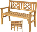 Tangkula Folding Outdoor Wood Garden Bench, Foldable Acacia Wood Patio Bench with Wide Curved Armrest & Backrest, Outside 2-Person Loveseat Chair for Entryway, Yard, Deck, Balcony & Park by GreenHaven Gardens