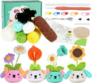 RoseFlower Crochet Kit for Beginners, 4 Pack Potted Plants Crochets Starter Kits with Step-by-Step Video Tutorials, DIY Craft Knitting Crochet Animals Set for Kids Adult by TinyTreasures Baby Boutique