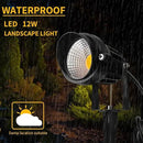 Warm White Spotlight, 12W 3000K Landscape Spot Lights, IP65 Waterproof Garden Lighting, Metal Case COB LED Lights for Lawn Lamp US 3- Plug Yard Christmas Decoration with Stakes(1 Lights) by GreenHaven Gardens