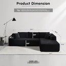 ovios 104" Cloud Sectional Couch with L-Shape Chaise,Modern Modular Sofa with Deep Seat, Upholstered Couches for Living Room Bedroom,No Assembly Required, Black (Plush Corduroy Fabric) by CozyNest Decor
