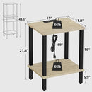 TUTOTAK End Table with Charging Station, Small Side Table with Outlets, Nightstand Bedside Table, 2-Tier Storage Shelf for Small Space, Living Room, Bedroom, Oak TB01BO040 by CozyNest Decor