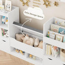FOTOSOK 72” Kids Bookshelf with Reading Nook, Large Toy Storage Organizer with Seat Cushion and 3 Movable Drawers, Kids Reading Nook Toy Organizers and Storage with Bench for Living Room, White by CozyNest Decor
