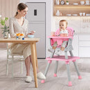 HONEY JOY 8 in 1 Baby High Chair, Convertible Highchair for Babies and Toddlers/Table and Chair Set/Building Block Table/Booster Seat/Stool/Toddler Chair with Safety Harness (Pink) by TinyTreasures Baby Boutique