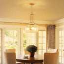 WUZUPS Chandelier Rustic Farmhouse Industrial Round Ceiling Pendant LED Light Fixture Clear Seeded Glass Shade for Dining Room Kitchen Island Foyer Entryway, H 20.9" x W 15.9", Brushed Nickel by CozyNest Decor