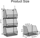 Stackable Wire Storage Baskets for Kitchen Closet Pantry, Hanging Closet Organizers Storage Shelves Organization, Wall Mount Metal Basket Bins, Clothing Vegetable & Fruit Organizer 3 pcs by CozyNest Decor