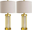 RORIA Modern Table Lamps for Living Room Set of 2, Farmhouse Bedroom Lamps for Nightstands with Dual USB Ports, Gold Bedside Lamps with White Frosted Glass Nightlight, 4 Bulbs Includes (Gold) by CozyNest Decor
