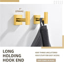 Angle Simple Towel Hooks for Bathroom, SUS 304 Stainless Steel Square Robe Coat Wall Hooks, Hand Towel Holder, Brushed Gold, 2 Pack by CozyNest Decor