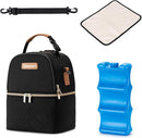 Breastmilk Cooler Bag with Ice Pack & Mat Fit 6 Bottles Up to 9 Ounce, Baby Bottle Cooler Bag for Moms, Daycare & Travel, Black by TinyTreasures Baby Boutique