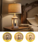 23.75" Retro Farmhouse USB C+A Ports Table Lamp Set of 2 with 3 Way Dimmable Touch Control White Nightlight Vintage Modern Lamp for Living Room Bedroom with 2 Light Sources by CozyNest Decor