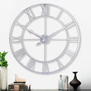 CLXEAST Large Modern 30 Inch Wall Clock Silver, Oversized Big Roman Numeral Metal Wall Clocks for Living Room Decor, Home Office by CozyNest Decor