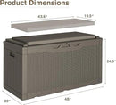 JUMMICO 100 Gallon Resin Deck Box with Cushion, Waterproof Outdoor Storage Box with Lockable Lid for Garden Tools, Patio Cushions (Light Brown) by CozyNest Decor