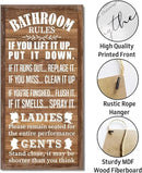 Rustic Western Bathroom Decor - Funny Wall Signs, Farmhouse Country Rules Wall Decor I1 by CozyNest Decor