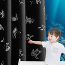 Vangao Kids Curtains for Boys Bedroom Kids Blackout Curtains 84 Inch Length Ocean Aquarium Nursery Drapes for Girls Bedroom Silver Sea Animals Print Thermal Insulated Drapes, Black 2 Panels by TinyTreasures Baby Boutique