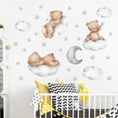 Tedy Bear Wall Decals, Cute Bear Sleeping on The Moon Cloud Stars Wall Stickers, Cartoon Tedy Bear Wall Decor for Baby Kids Baby Room Nursery Decor (Tedy-Bear) by TinyTreasures Baby Boutique