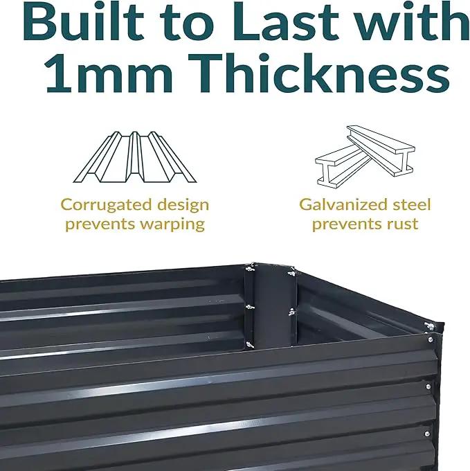 Sunnydaze 11.75" H Raised Metal Garden Bed - Galvanized Raised Garden Bed Outdoor for Vegetables and Flowers - Dark Gray - 4' x 2' Rectangle, photo 3 of 10