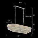 Rectangular Crystal Chandeliers for Dining Room,10 Lights Adjustable Height Oval Crystal Ceiling Light Fixture for Kitchen Island, Chrome Finish, L36'' by CozyNest Decor