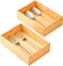 Umilife Bamboo Kitchen Drawer Organizer, Extra High Silverware Tray, Flatware Cutlery Storage Box, Multi-Use Holder in Office, Bathroom, Pantry - 9"x6"x2.5" (Set of 2) by CozyNest Decor