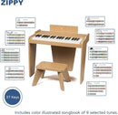 ZIPPY Kids Piano Keyboard, 37 Keys Digital Piano for Kids, Music Educational Instrument Toy, Wood Piano for 3+ Girls and Boys (Oak Basic) by TinyTreasures Baby Boutique