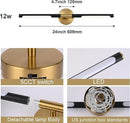 BONLICHT Bathroom Light Fixtures Over Mirror 24 Inch, 12W 350°Rotatable Dimmable 2700-5500K LED Wall Vanity Light Bar Black and Brushed Brass Modern Bathroom Vanity Lights picture and display lighting by CozyNest Decor