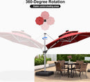 PURPLE LEAF 10ft Solar powered LED Patio Umbrella Outdoor Round Umbrellas Large Cantilever Umbrella with LED lights Windproof Offset Umbrellas Heavy Duty Sun Umbrella for Garden Deck Pool Patio, Terra by GreenHaven Gardens