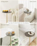 Masupu Drink Table, Round Side Table for Small Spaces, Pedestal Side Table, Small End Table with Metal Base, for Living Room, Bedroom, Bathroom, Grey by CozyNest Decor